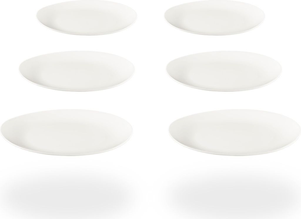 Buchensee Dessertteller / Kuchenteller, 6 Essteller 21cm in weiß aus Porzellan, Fine Bone China