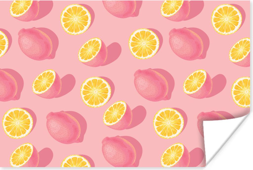 MuchoWow Poster Sommer - Zitrone - Rosa - Gelb 30x20 cm - Plakate - Print