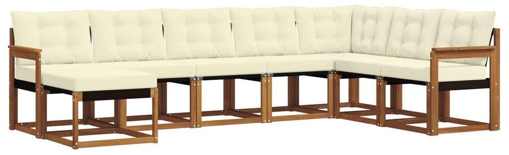 vidaXL Outdoor-Sofagarnitur mit Kissen 8 pcs Natur und Creme