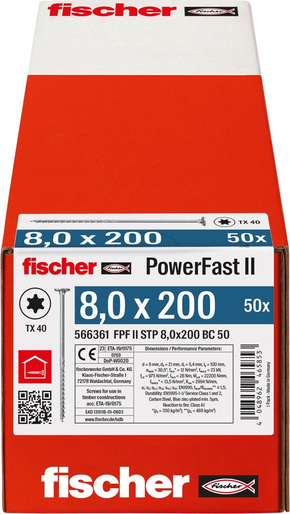 fischer Holzbauschraube PowerFast FPF II STP 8,0 x 200 BC Produktbild 