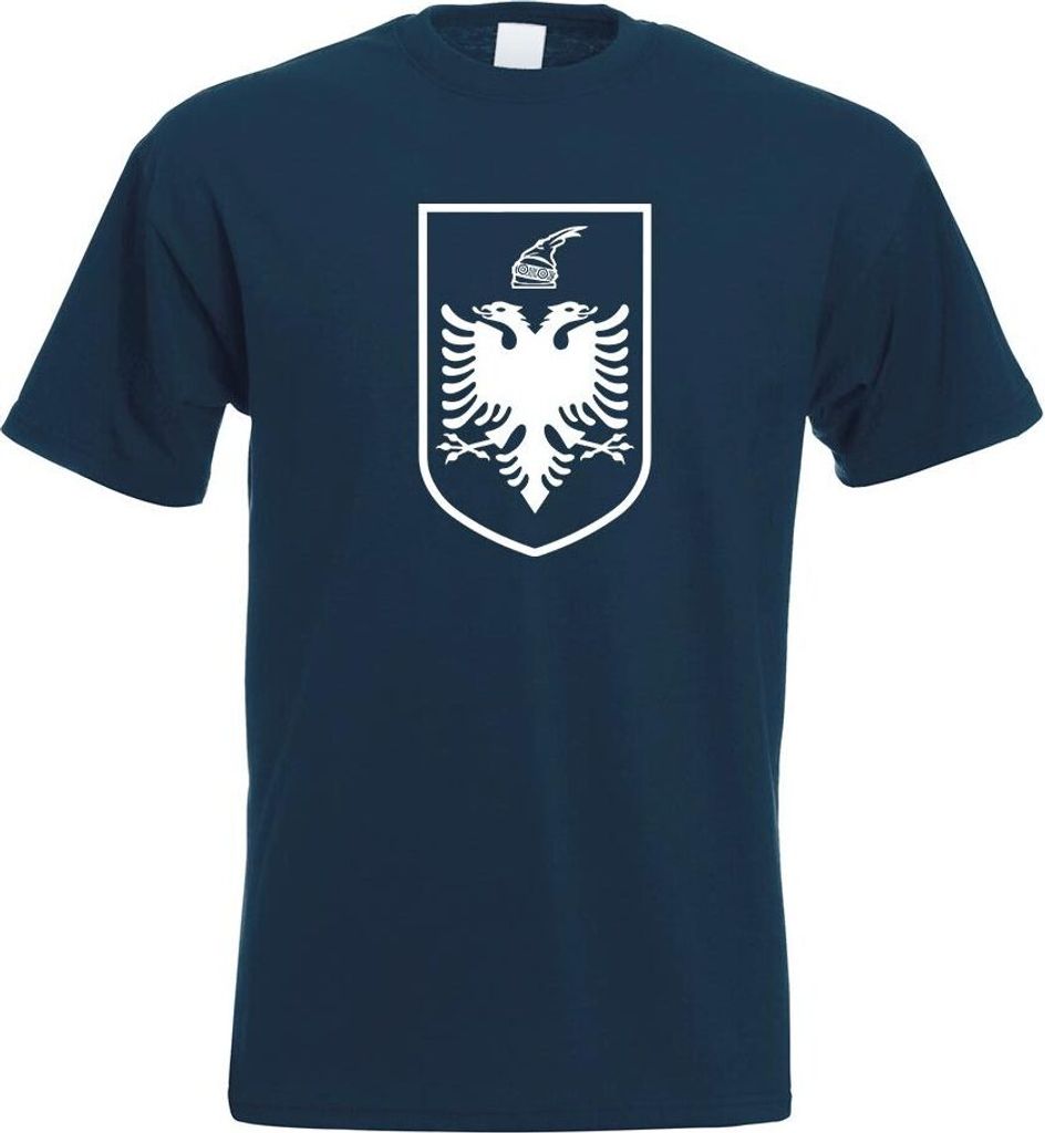 Kiwistar - T-Shirt - Navy - Albanien Wappen Motiv Bedruckt Funshirt Design Print - mit Motiv Bedruckt - Funshirt Design - Sport - Freizeit - Herren...