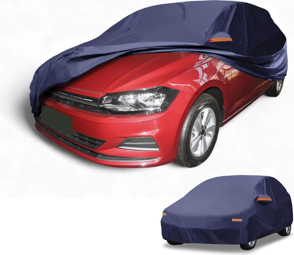 1 Stk. Universal Autoabdeckung Wasserdicht Alle Wetter Automotive Outdoor Anti-UV Sonnenregen Schutz 190T-PU Marineblau Passend für Schrägheck L...