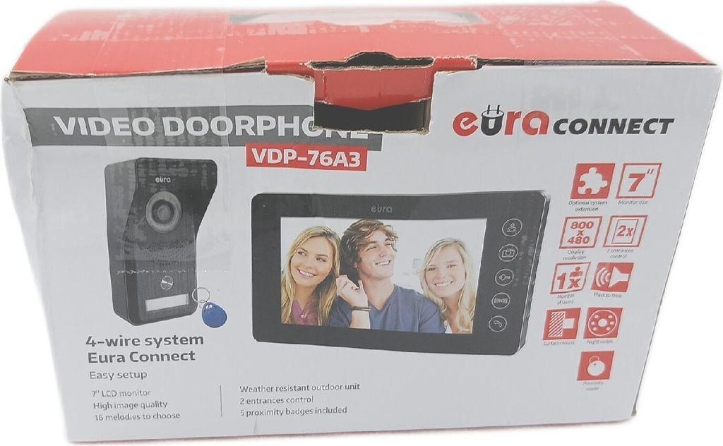 VDP-76A3 Alpha Video Türsprechanlage 4 Draht 7 Zoll Farbmonitor RFID 2 Eingänge Schwarz Innovativ