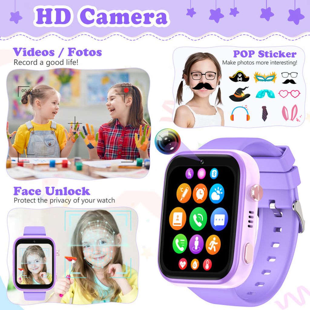 （Lila）Kinder-Smartwatch 4G mit GPS und Telefon, Smartwatch Produktbild 5
