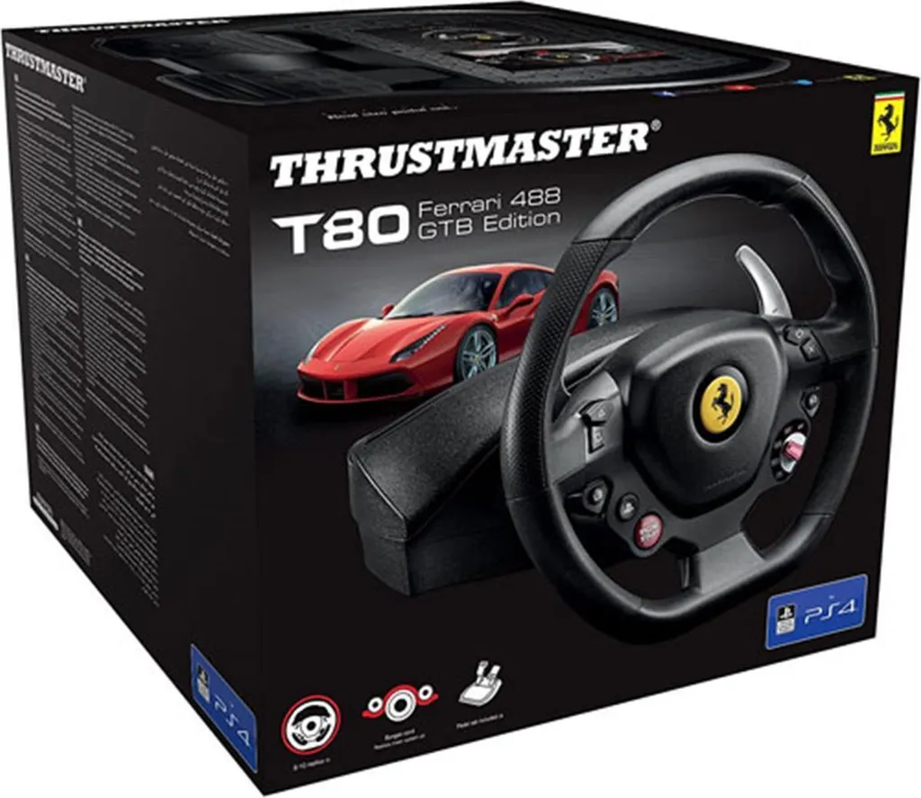 Volant Thrustmaster T80 Ferrari 488 GTB Edition avec Pédalier pour PS4 et PC