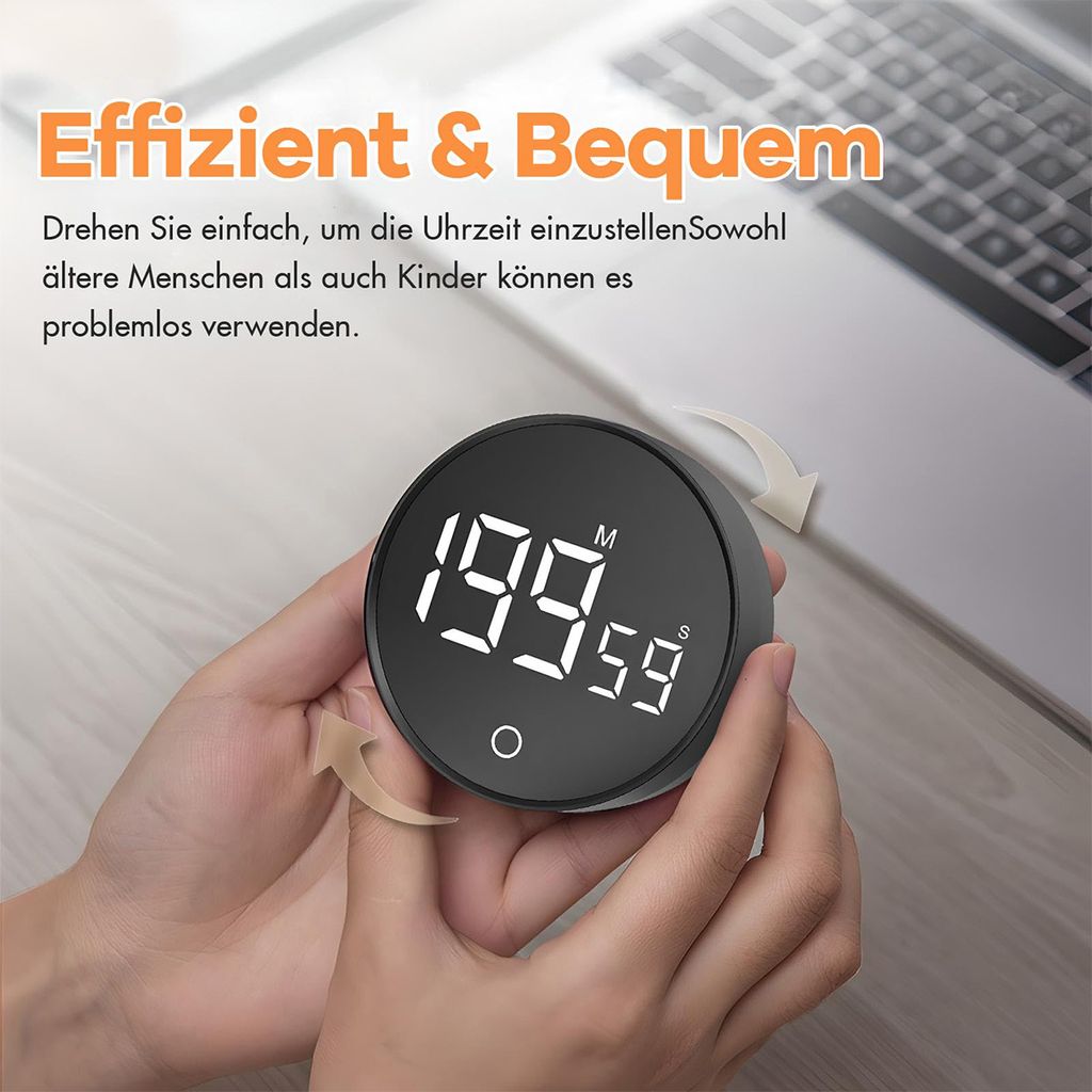 Eieruhr digital,Dreh Timer mit LED-Anzeige, Magnet