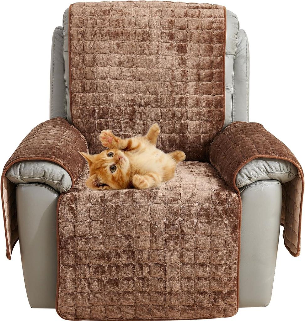 Bezug für einen einzelnen Relaxsessel, kaffeefarben, 53 × 190 cm, rutschfest, waschbar