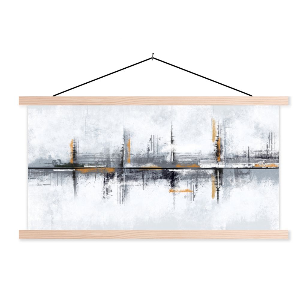 MuchoWow Textilposter Malerei - Abstrakt - Ölgemälde - Architektur 120x60 cm mit holzfarbenen Rahmen - Klemmleiste