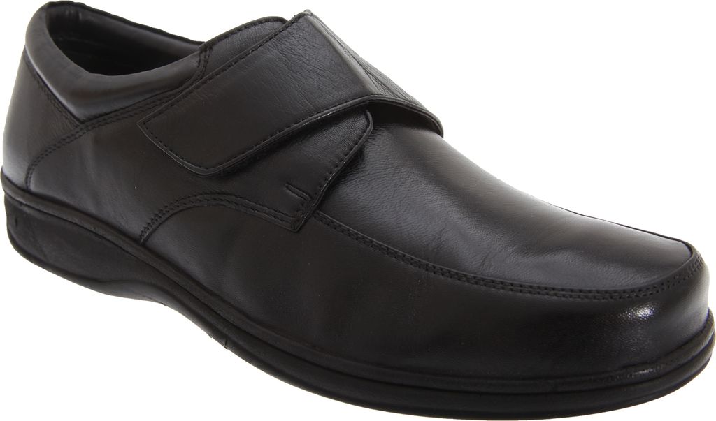 Roamers Herren Superlight Lederschuhe / Schuhe mit Klettverschluss DF124 (47 EU) (Schwarz)