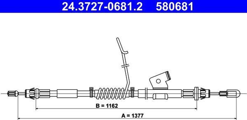 ATE 24.3727-0681.2 Seilzug, Handbremse OE 1763932 kompatibel mit Transit