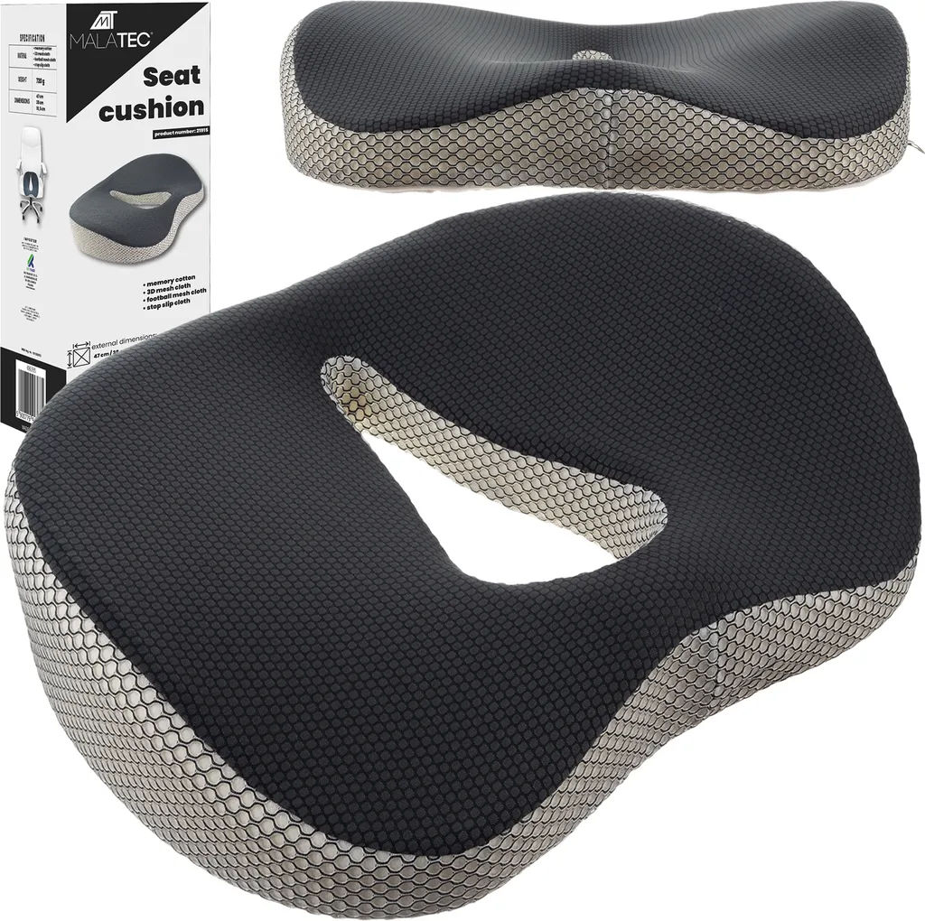 Coussin d'assise orthopédique 21915 pour bureau et siège auto ergonomique