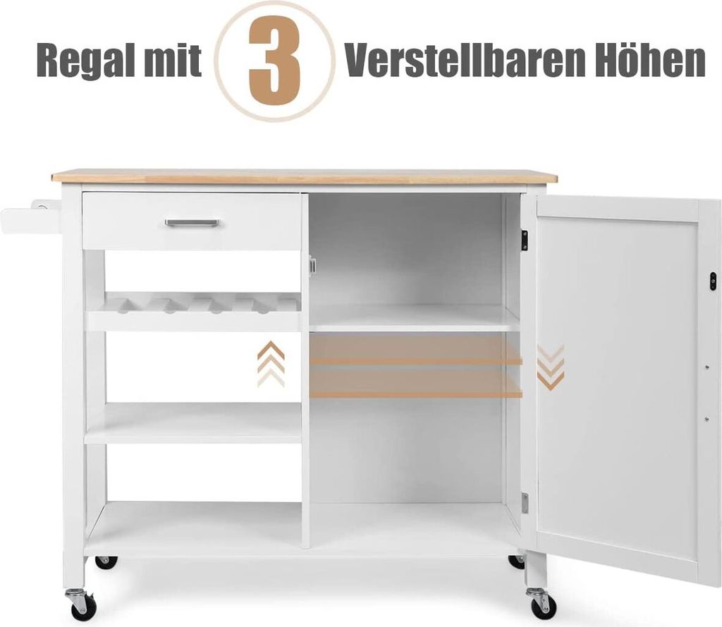 GOPLUS Küchenwagen mit Arbeitsplatte, Mobile Kücheninsel Produktbild 3