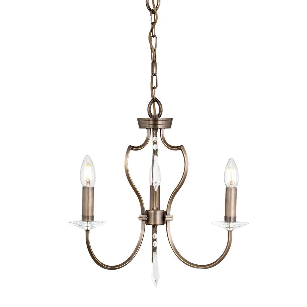 Lustre 3 Branches en Laiton Finition Brun Foncé Pimlico 120x44 cm