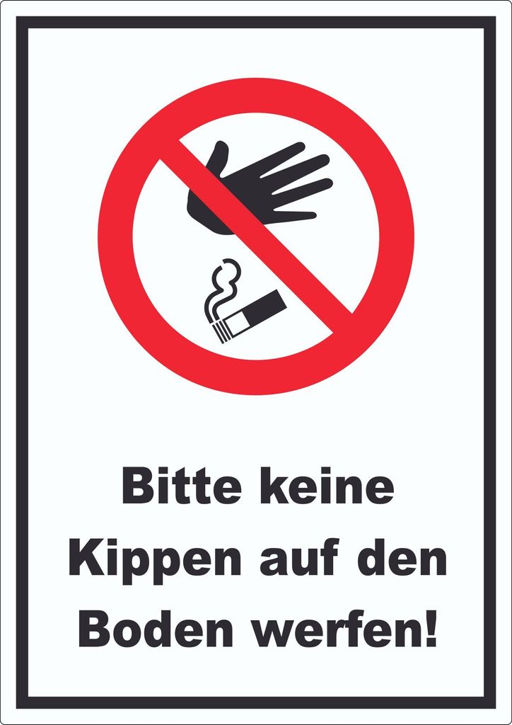 Bitte keine Kippen auf den Boden werfen Aufkleber A1 (594x841mm)