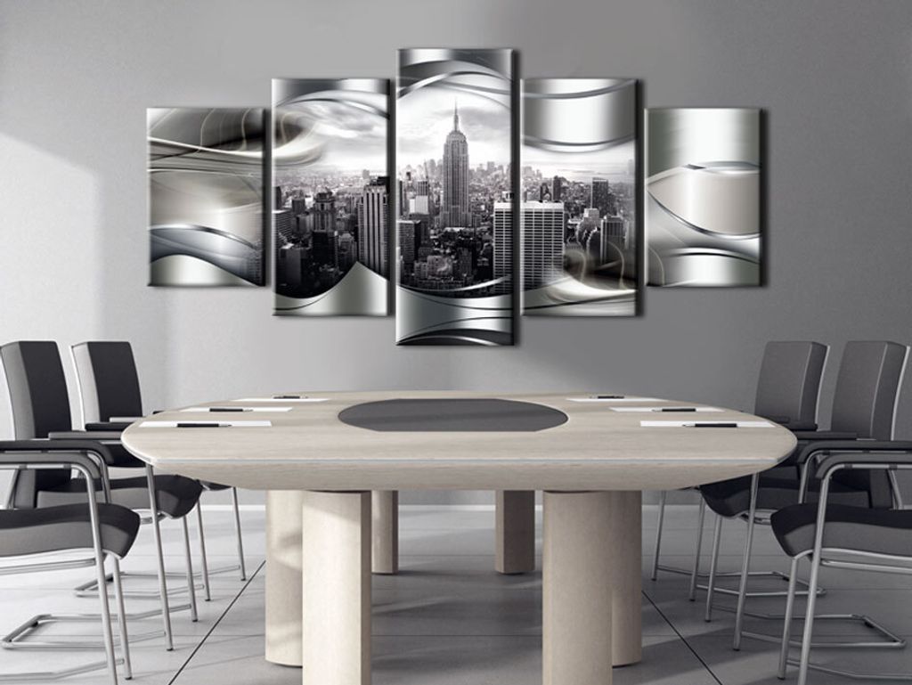 Akustikbild New York 200x100 cm Bilder Akustikschaum Hochleistungsschallabsorber Schallschutz Leinwand 5 tlg Wandbild Raumakustik Schalldämmung d-...