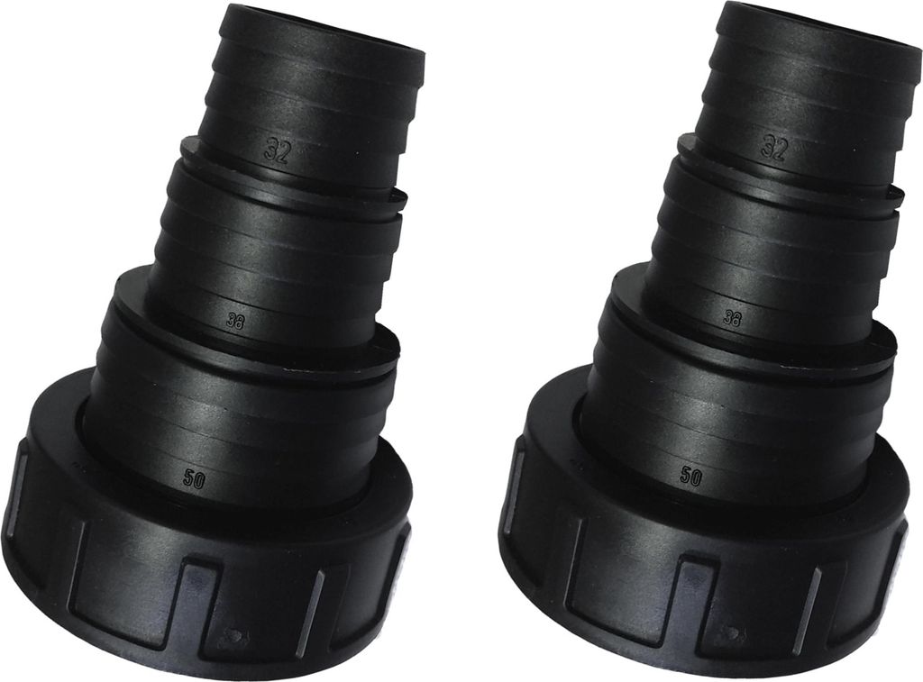 2x Stufenschlauchtülle Ø32 / 38 / 50mm x 2 Zoll Innengewinde Überwurfmutter