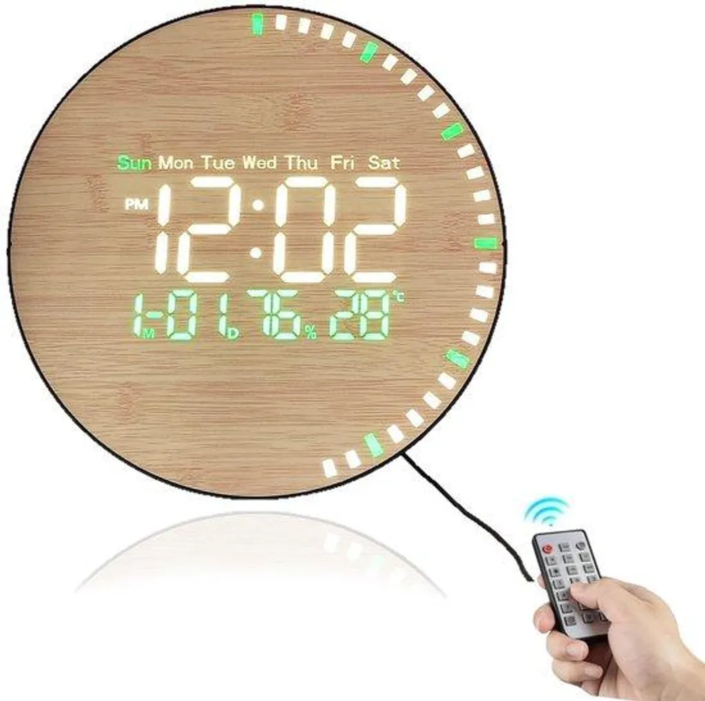 Grande horloge LED réglable avec télécommande et capteur de lumière