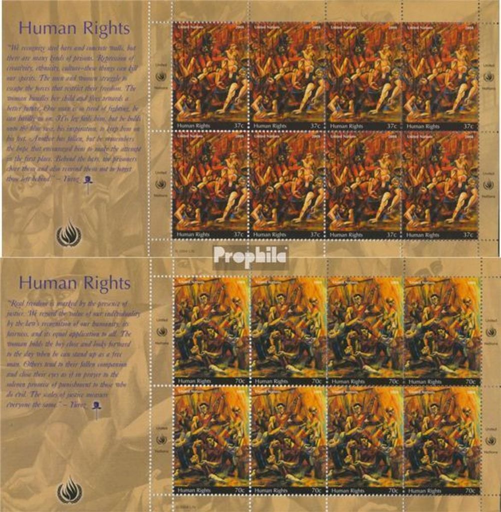 Briefmarken UNO - New York 2004 Mi 968Klb-969Klb Kleinbogen (kompl.Ausg.) postfrisch Menschenrechte