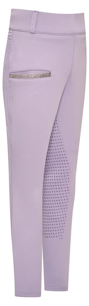 Pantalon équitation enfant anti-glisse et respirant lilas taille 128