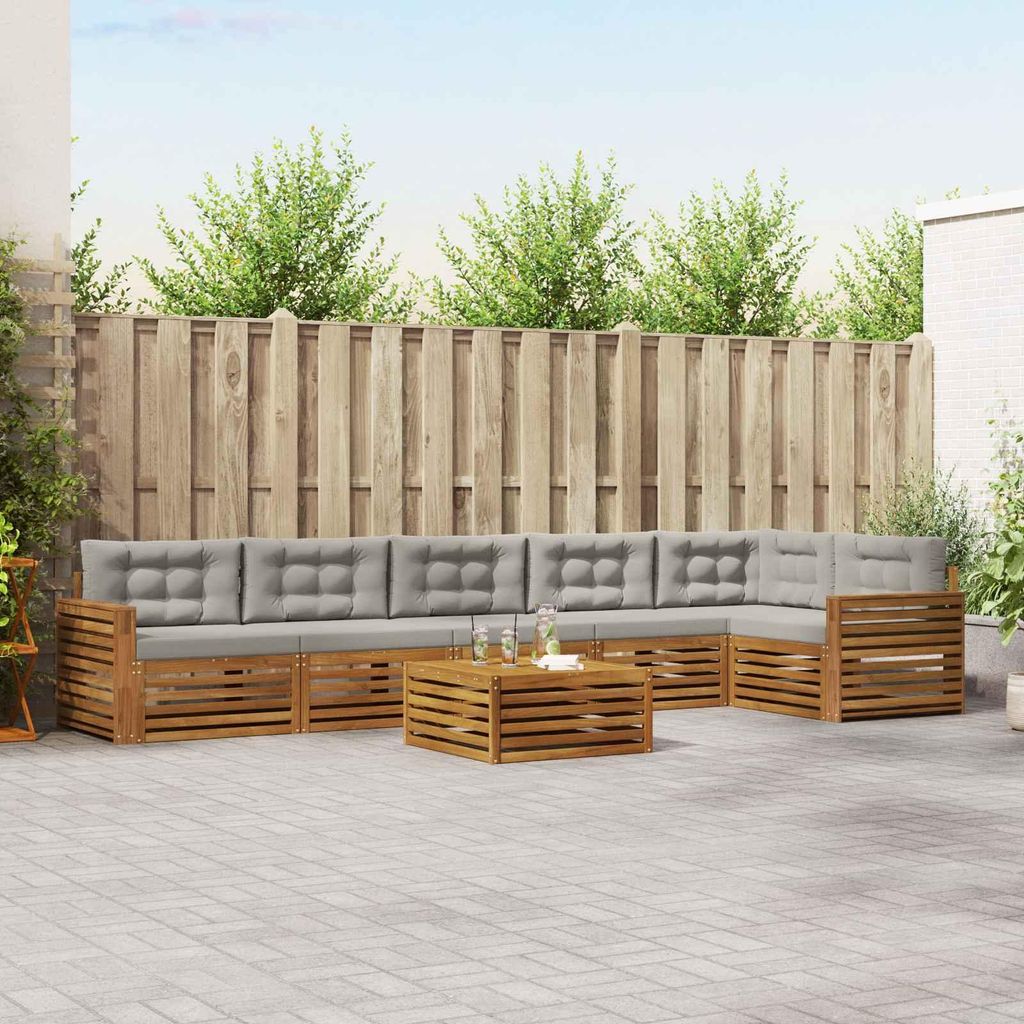 (Robust Möbel)Outdoor-Sofagarnitur - CLORIS - Balkonmöbe/Sitzgruppe - mit Kissen 7 pcs - Moderne Design - Natürlich und Hellgrau - Gartensof...
