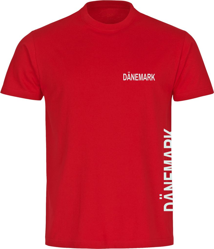 multifanshop Kinder T-Shirt - Dänemark - Brust & Seite, rot, Größe 176