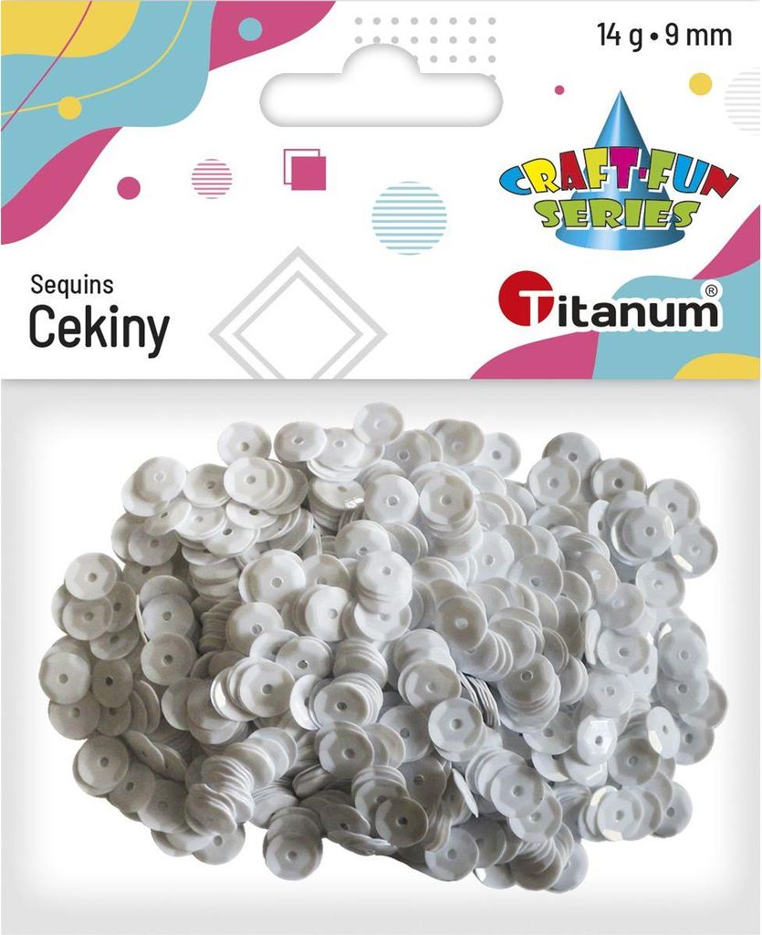 Runde Pailletten 9mm x 14g weiß Titanum