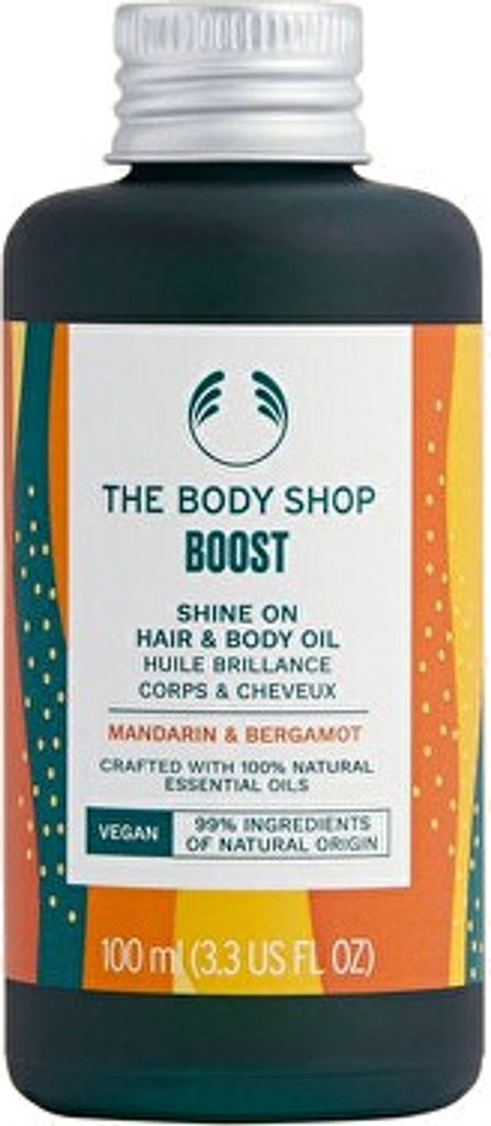The Body Shop BOOST Shine on Hair & Body Oil Mandarin & Bergamot with 100% Natural Essential Oils 100ml