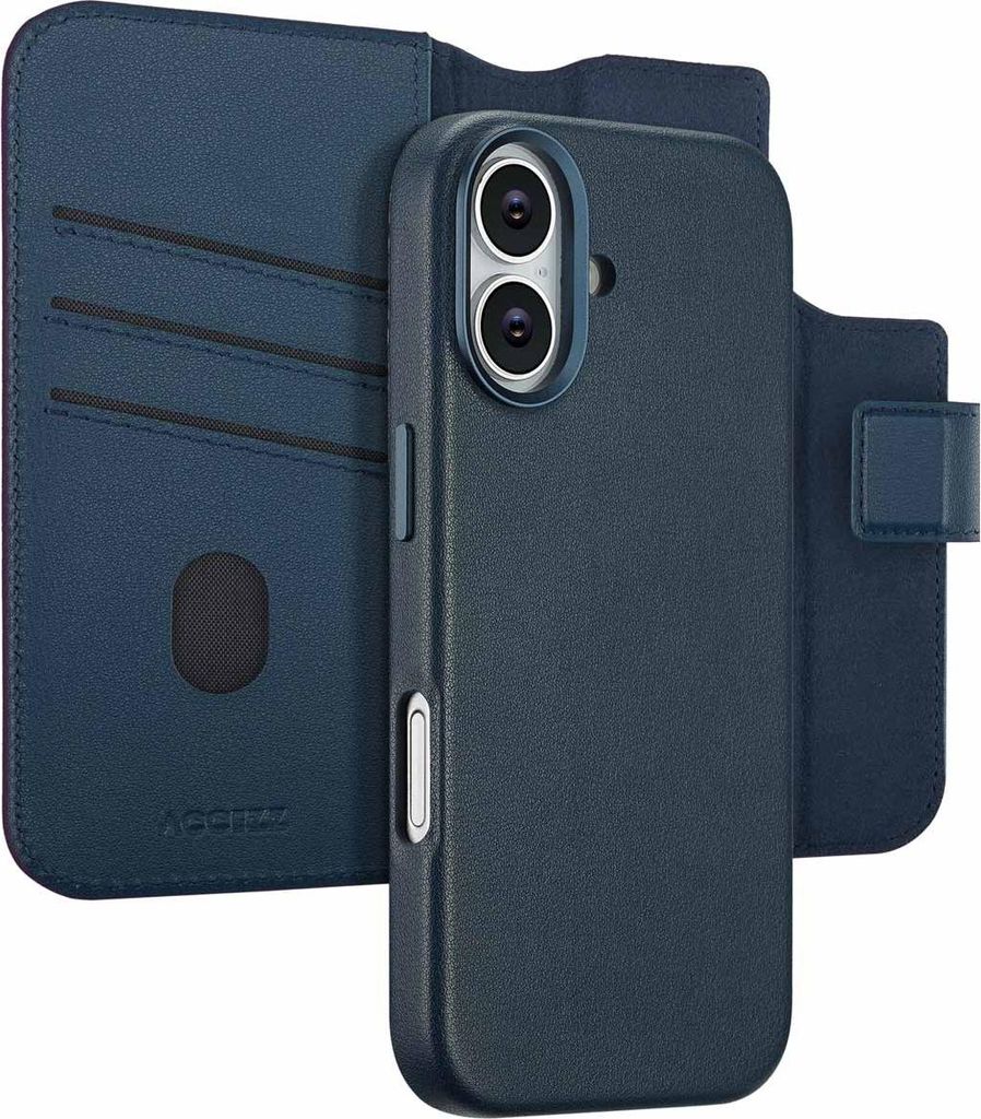 Accezz 2-in-1 Klapphülle aus Leder mit MagSafe iPhone 17 - Nightfall Blue