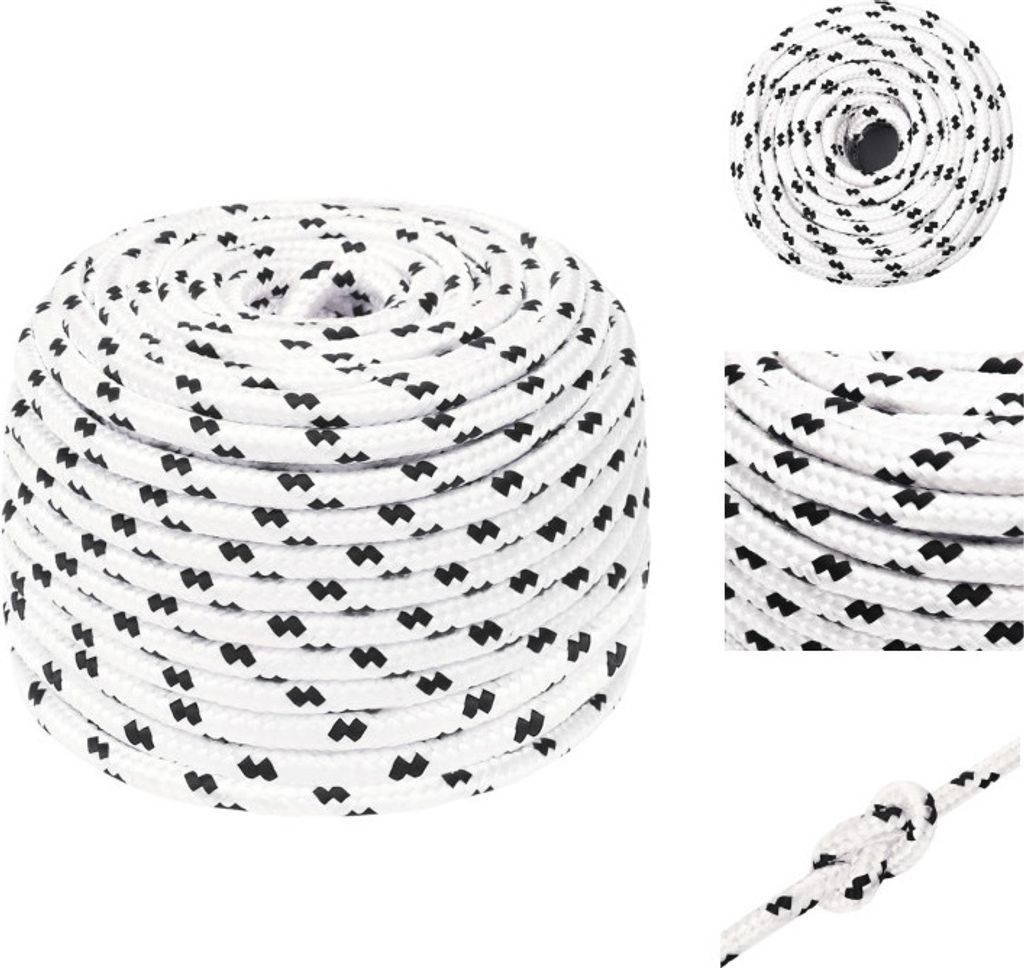 vidaXL Bootsseil Geflochten Weiß 8 mmx25 m Polyester - Seile