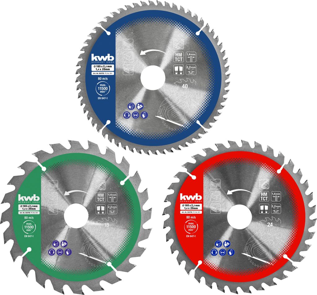 kwb 584795 Kreissägeblatt-Set 165 x 16 mm 1 St Produktbild 