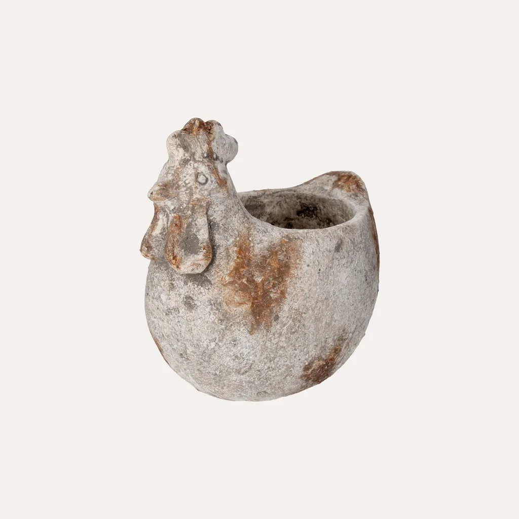Pot résine poule grise effet pierre résistante aux intempéries 25cm