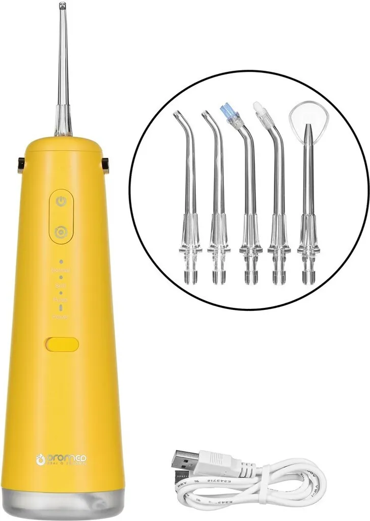 Hydropulseur dentaire Oromed ORO-X DENT jaune avec jet d'eau précis