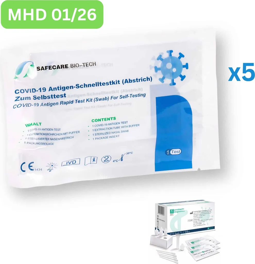 Kit 5 Test Antigenici Safecare Bio-Tech Nasali Scadenza 2026 Online - 2