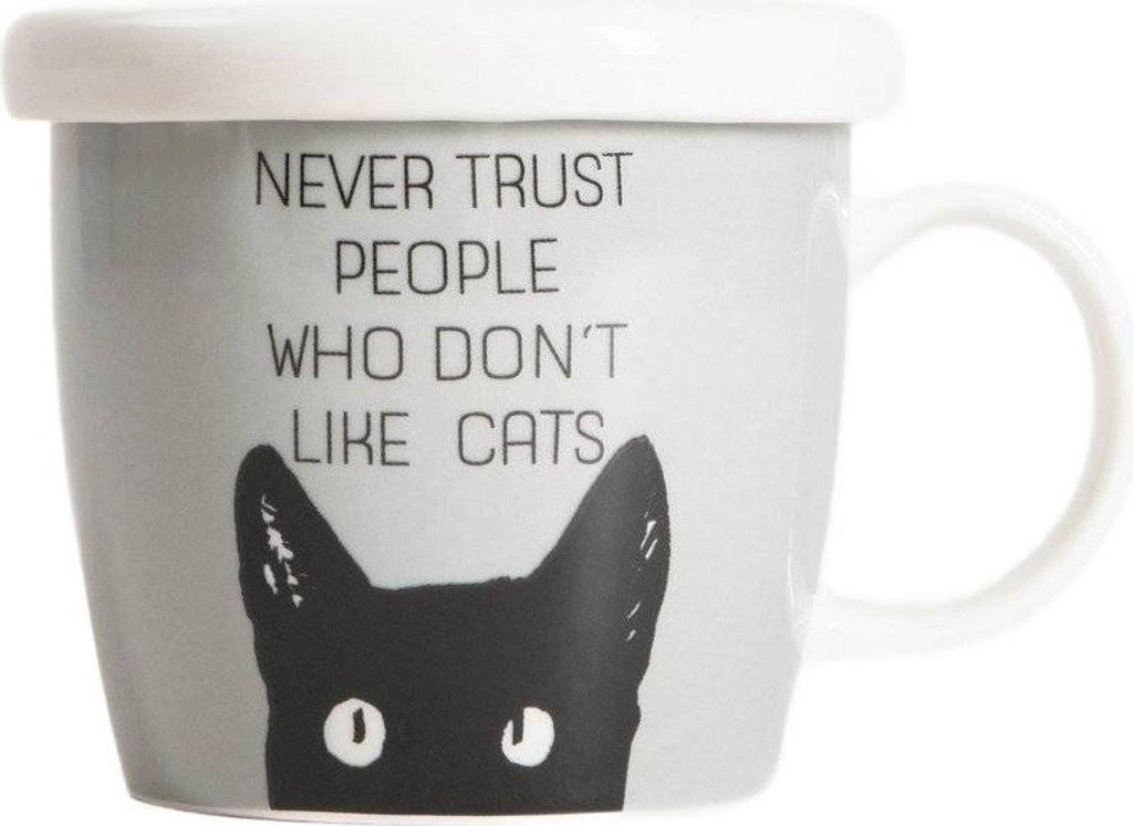 HOMLA KIKI Becher mit Deckel und schwarzer Katze 0,3 l