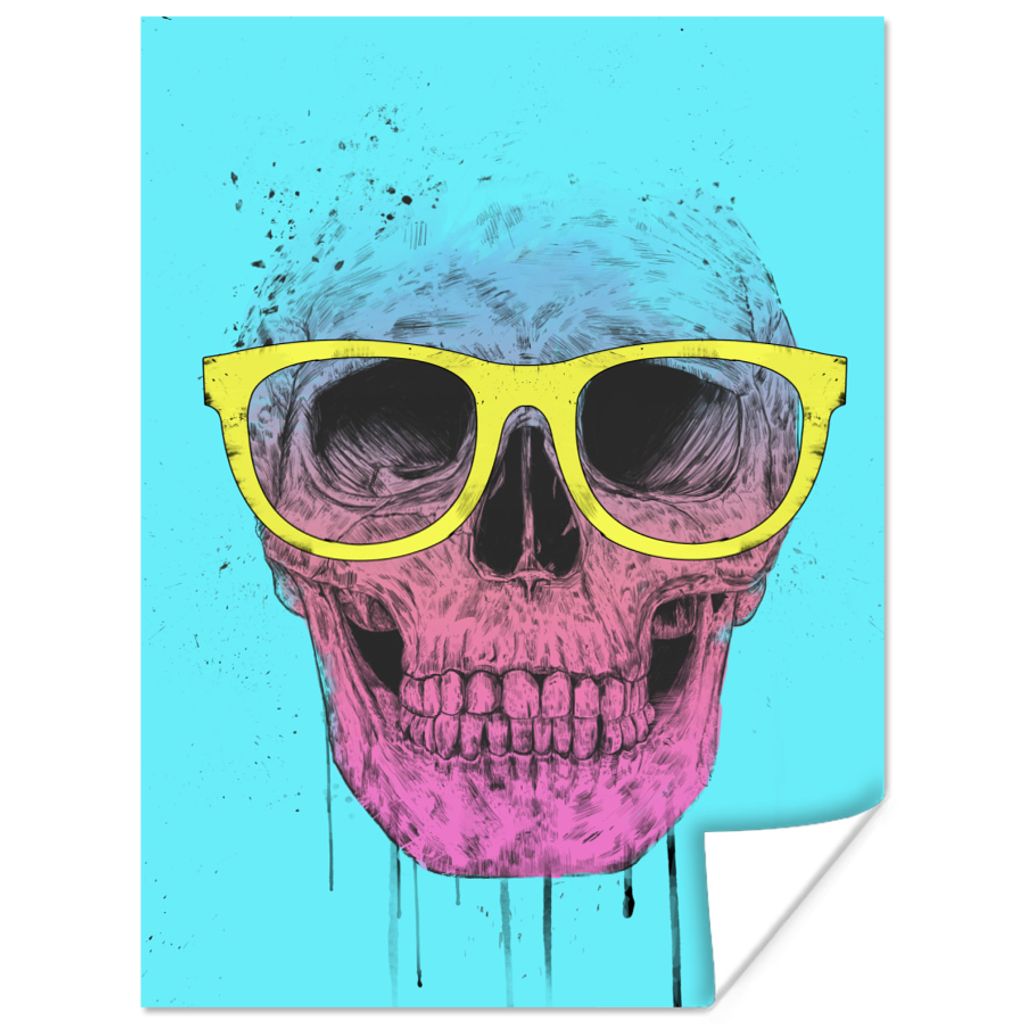 MuchoWow® Poster Totenkopf - Brille - Blau - Rosa 120x160 Produktbild 