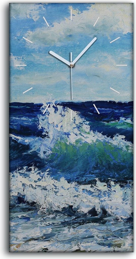 Dekor Leinwand Uhr Wandbilder 30x60 Kunst Gemälde Landschaft Meereswellen - weiße Hände