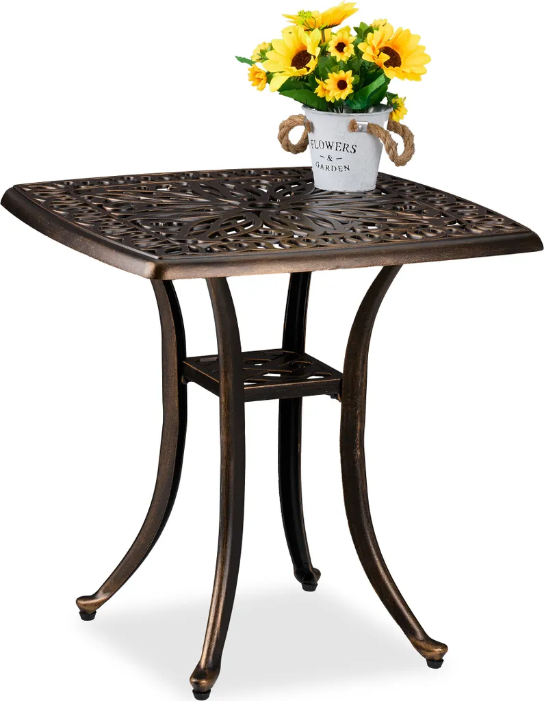 Table de jardin d'angle en métal vieilli relaxdays style rétro