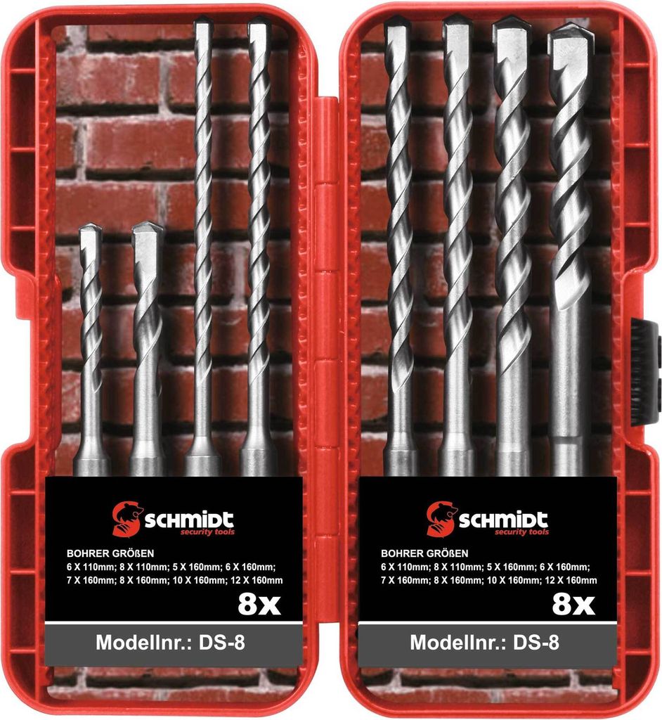 SCHMIDT security tools SDS-Plus Bohrer Set DS-8 Box 8-tlg Ø 5-6-7-8-10-12 mm SDS+