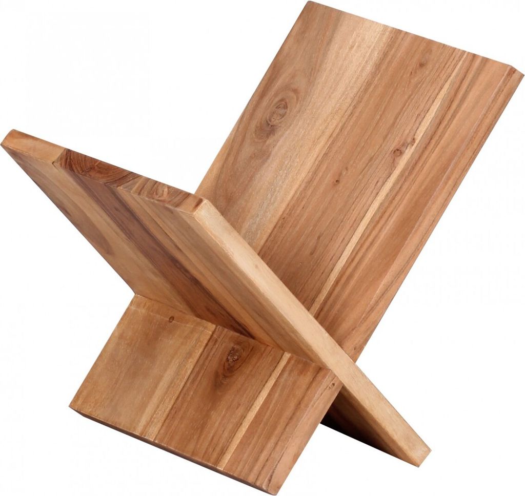 Zeitungsständer MUMBAI Massivholz Akazie X-Form 31 cm Zeitschriften-Ständer Design Prospekt-Halter Landhaus-Stil Buchständer