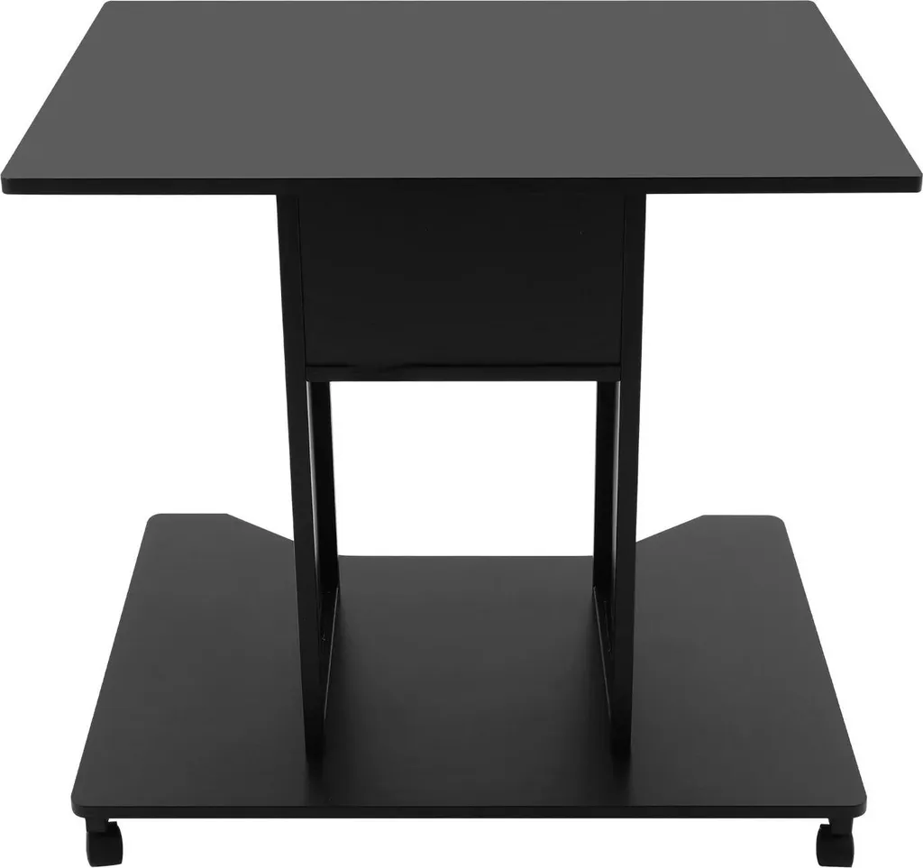 Bureau mobile en U noir avec 4 roulettes pivotantes et freins intégrés