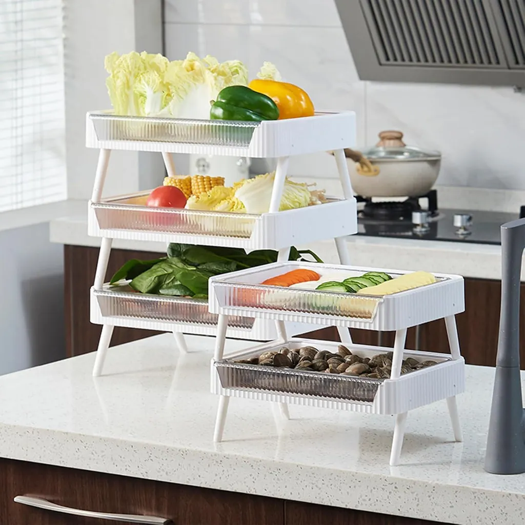CheurYae Étagère de rangement empilable pour fruits et légumes de cuisine