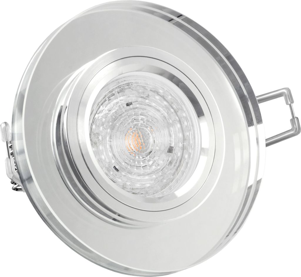 SSC-LUXon ALINA Einbaustrahler rund Glas mit LED Lampe 4,9W neutralweiß 4000K dimmbar Deckenlampe Spot Kein Trafo erforderlich