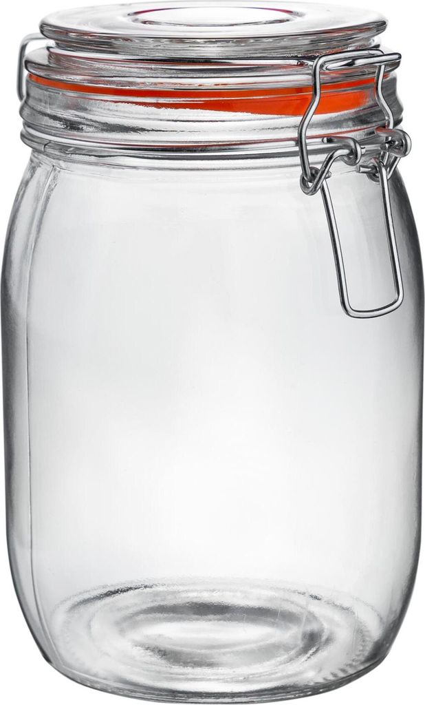 Vorratsglas aus Glas – 1 Liter – Orangefarbenes Siegel