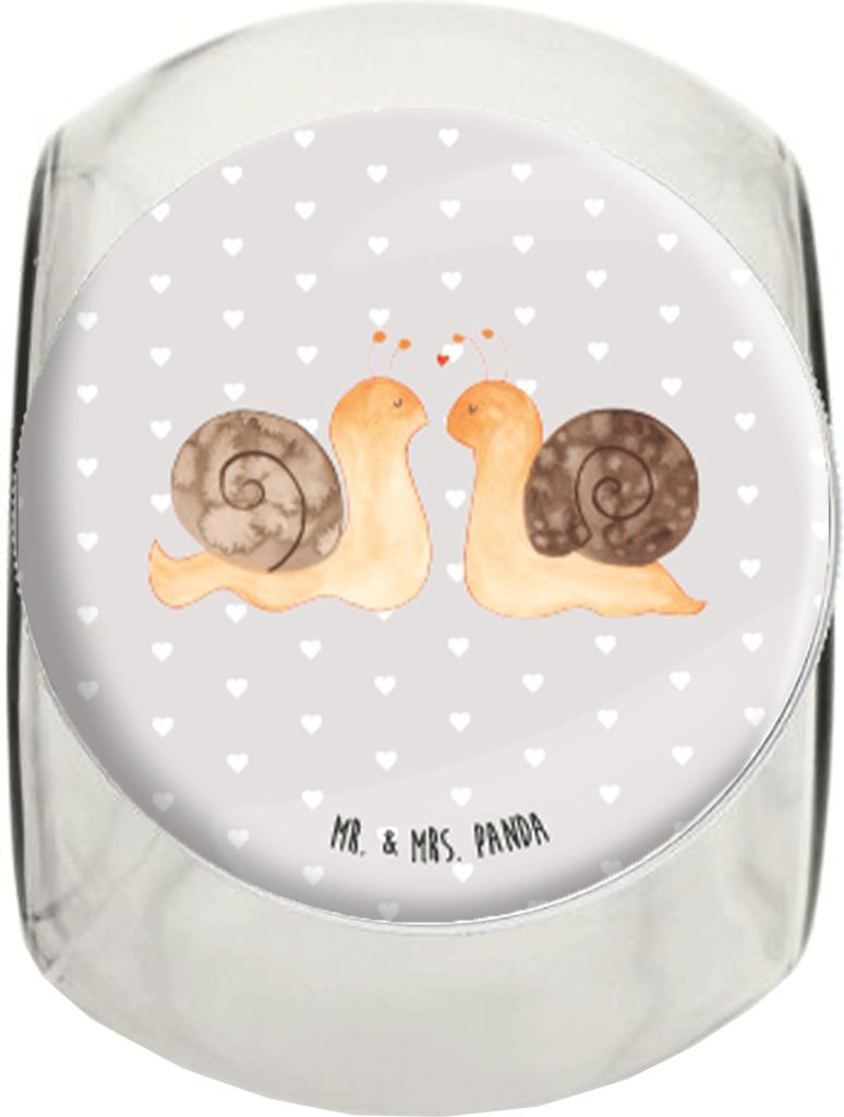 Mr. & Mrs. Panda Kaffeedose Schnecken Liebe XL 2000ml - Grau Pastell - Geschenk, Vorratsglas, Zufrieden, Vorratsdose Glas, Paar, gewürzglas, schra...
