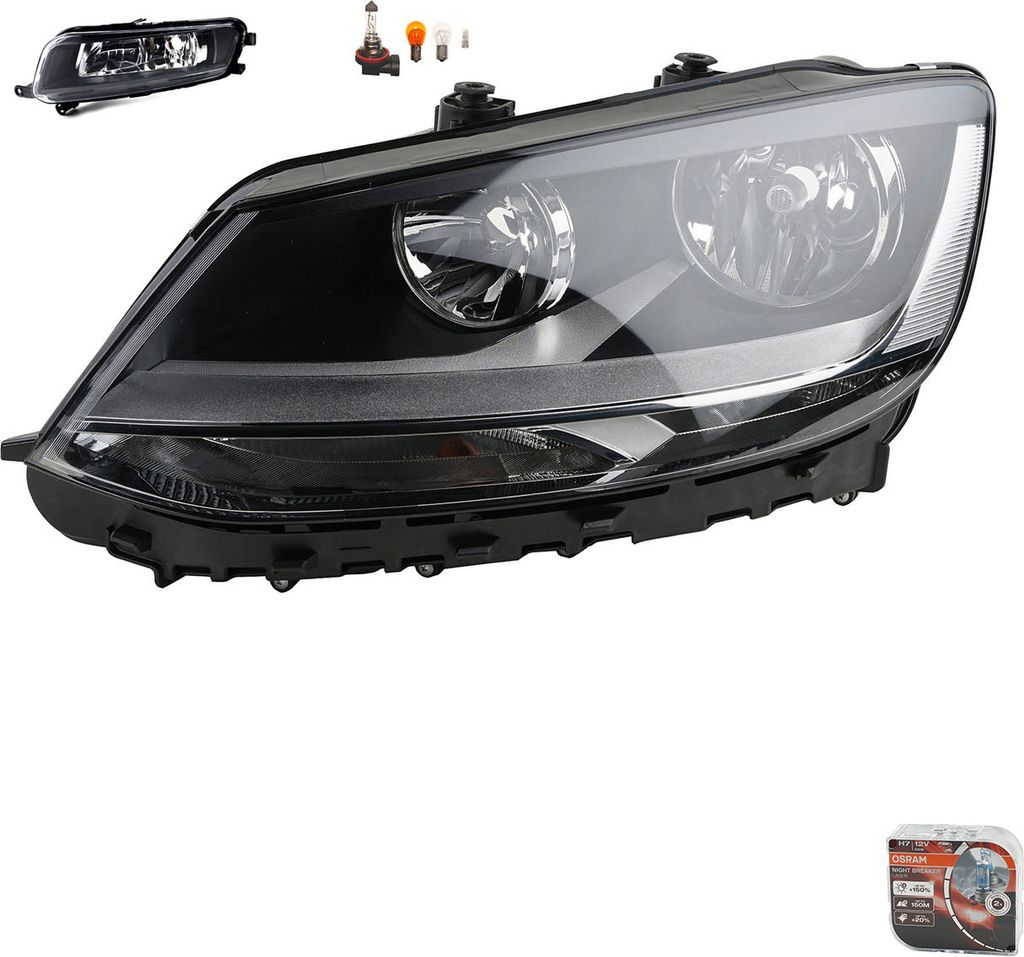 Johns, Scheinwerfer + Osram Night Breaker Laser passend für VW Sharan 7N 06/10-06/15L 7N1941005 7N0941699 7N0941699C