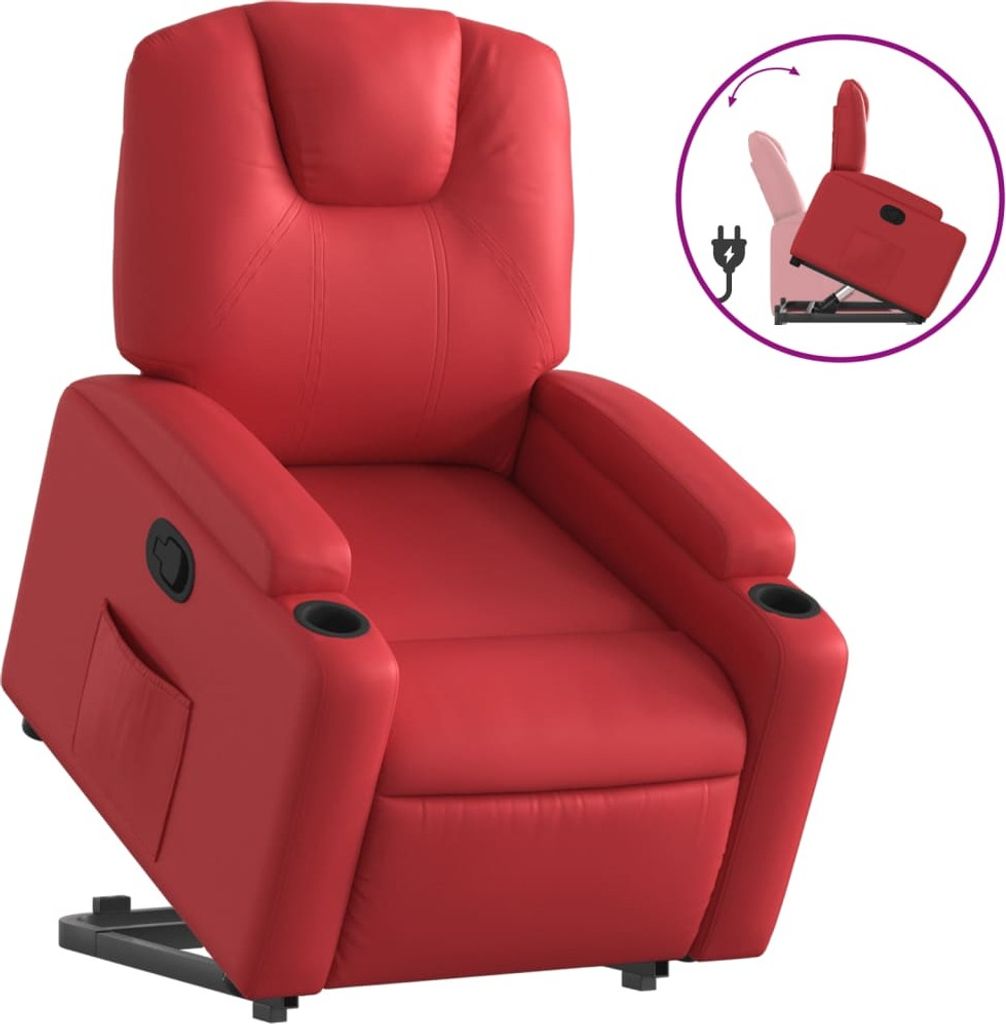 vidaXL Relaxsessel mit Aufstehhilfe Rot Kunstleder