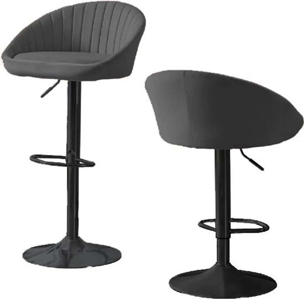 Tabouret de bar velours gris STILLO - Finition luxe et assise douce