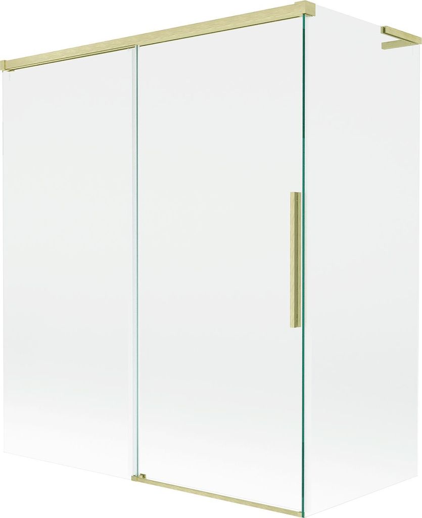 Mexen Rox L Duschabtrennung für Badewanne, 2-flügelig verschiebbar 140 + 70 x 150 cm, transparent, gebürstet Gold - 8C9L-140-07?
