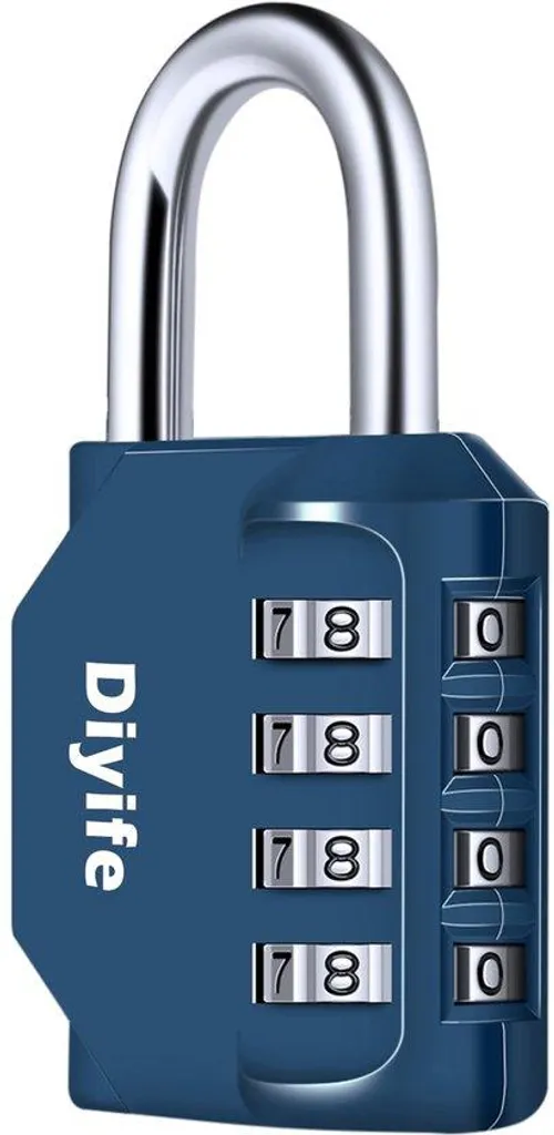 Cadenas de sécurité 4 chiffres contre le vol et la rouille en bleu