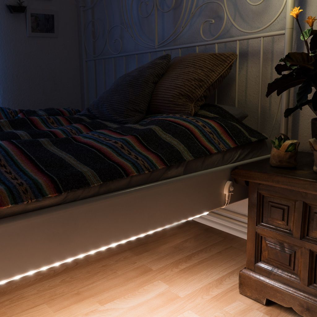 Nachtlicht mit Bewegungsmelder Bett Bettlicht LED Streifen dimmbar Lichtleiste 